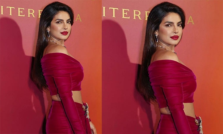 Magenta Magic Priyanka Chopra Elevates Glamour Quotient In Bodycon Look