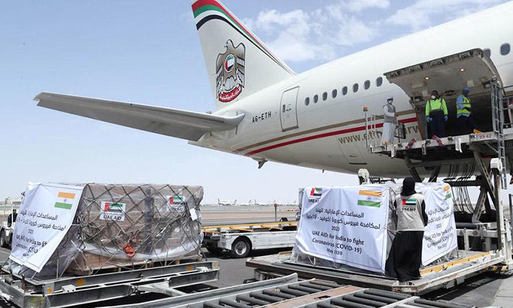 UAE, India, UAE helps India, UAE stands with India, World helps India, UAE's special cargo of medical aid arrives in India