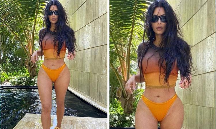 Kim Kardashian Flaunts Hourglass Body In Stunning Yellow Bikini