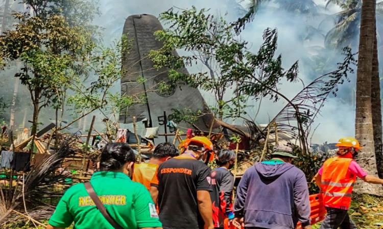 crash site of a Philippine Air Force C-130