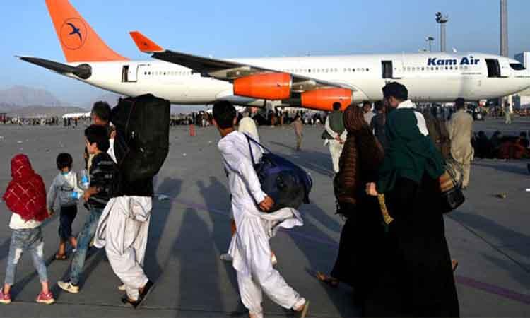 People at Kabul airport