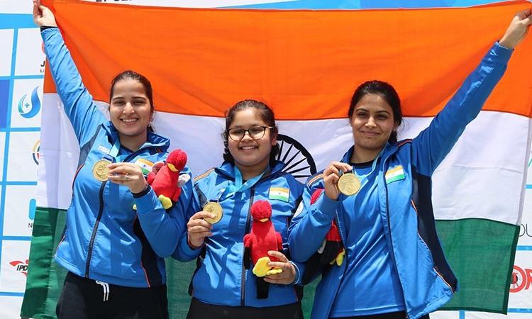 Manu Bhaker-Naamya Kapoor-and-Rhythm Sangwan