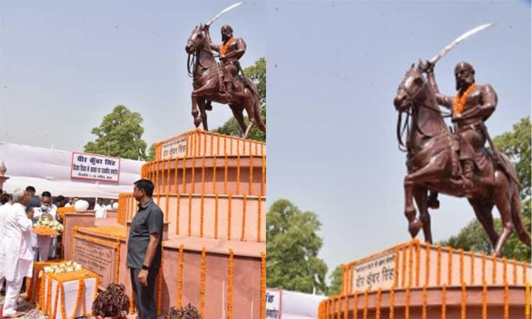 Nitish-Kumar-pays-tribute-to-Babu-Veer-Kunwar-Singh-ahead-of-Amit Shah