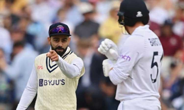 Virat-Kohli-and-Johnny-ENG v IND, 5th Test: Bowlers help India gain vital lead, Pujara's unbeaten fifty stretches it to 257Bairstow
