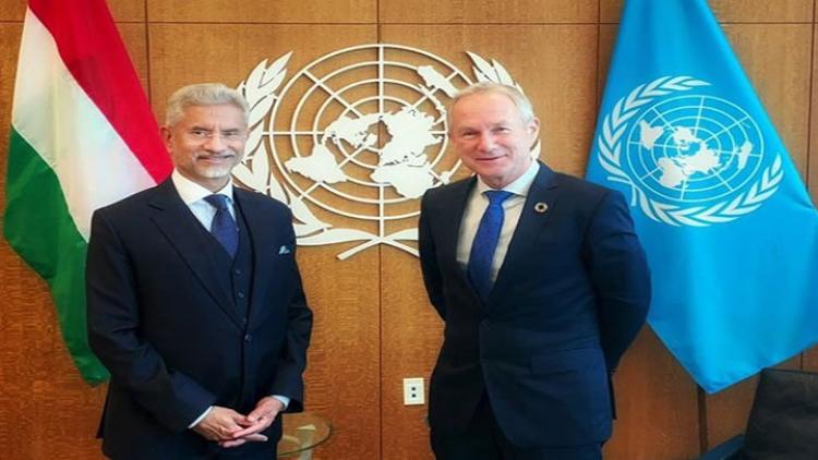 India-External-Affairs-Minister-S-Jaishankar-met-with-United-Nations-General-Assembly-President-Csaba-Korosi-at-the-United-Headquarters-in-New-York