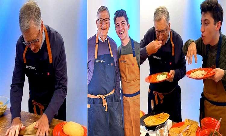 Bill-Gates-makes-roti-with-chef-Eitan-Bernath-enjoys-it-with-ghee