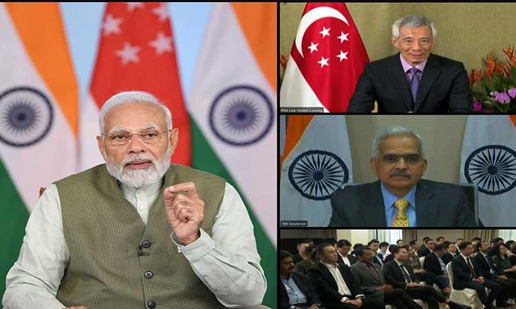 Prime-Minister-Narnedra-Modi-witnesses-the-launch-of-UPI-PayNow-linkage-between-the-two-countries-via-video-conferencing