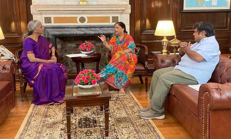 Raje-meets-Sitharaman-amid-speculations-about-her-role-in-Rajasthan-polls