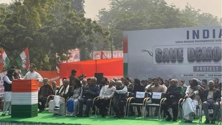 INDIA-Bloc-Stages-Protest-At-Jantar-Mantar