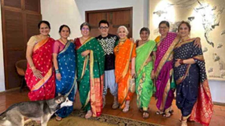 Aamir-Khan-Ensures-Women-in-His-Family-Adorn-Nauvari-Sarees-for-Iras-Wedding