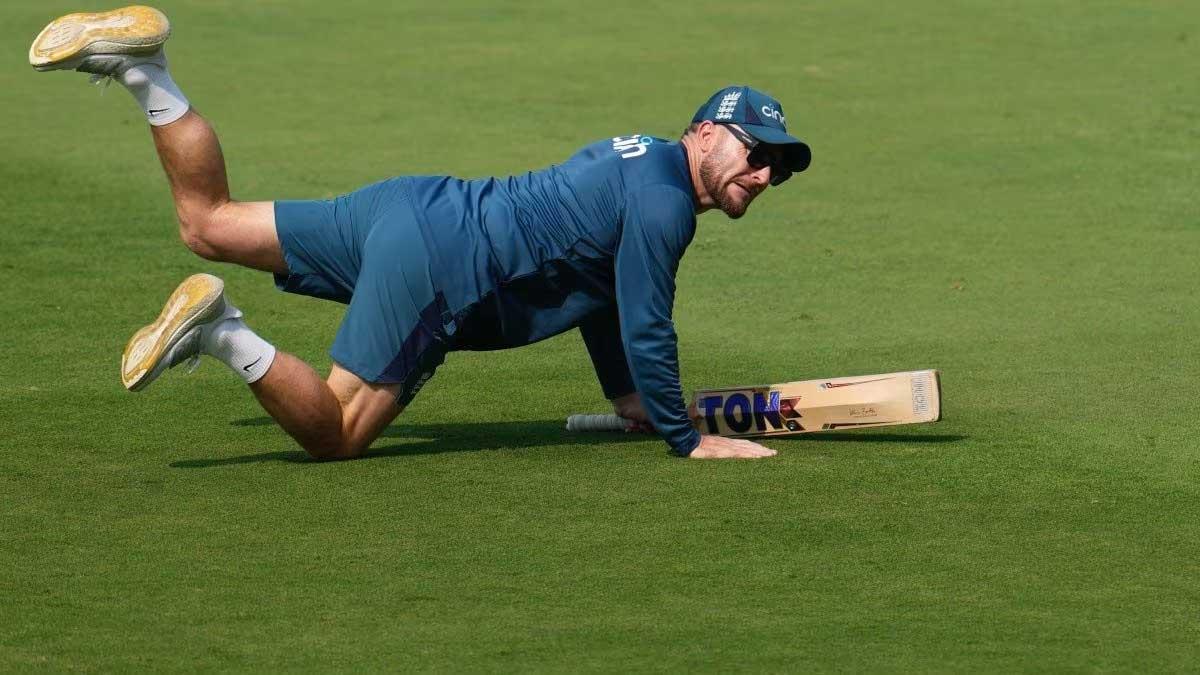 England's coach Brendon McCullum during a practice session on tour of India