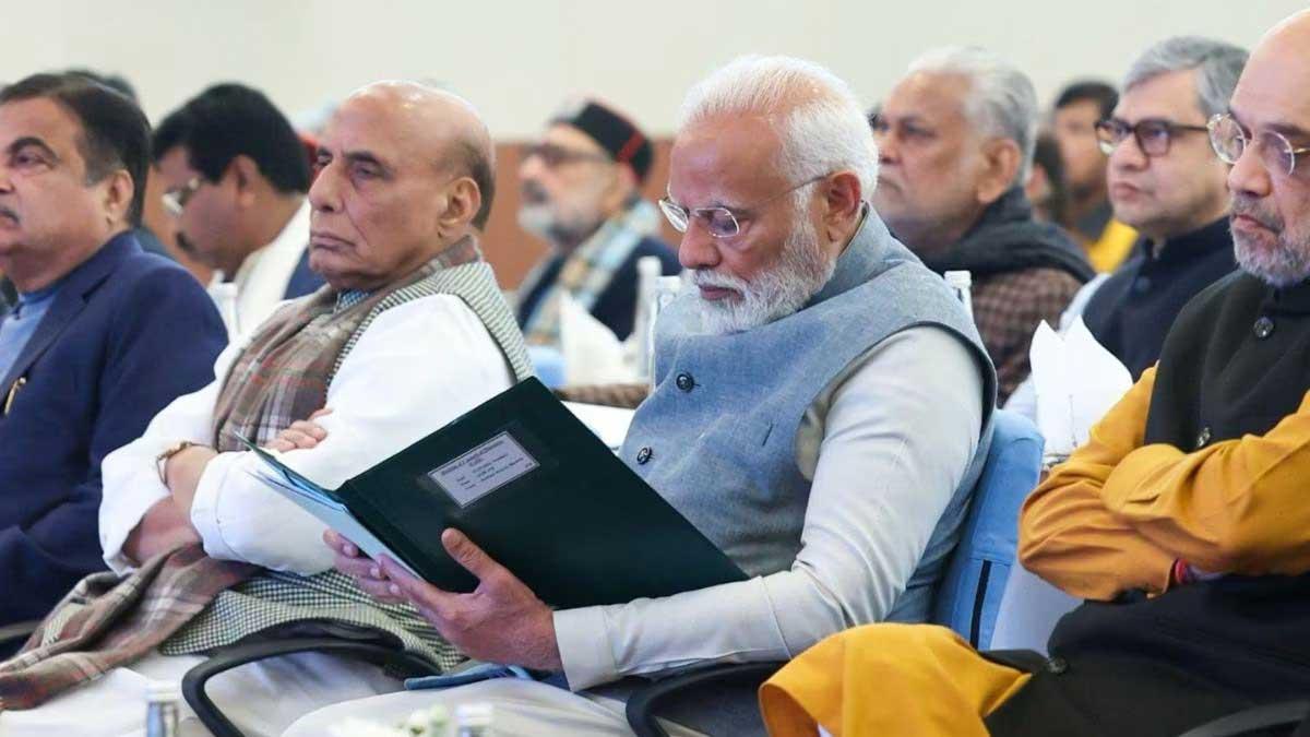 PM-Narendra-Modi-along-with-the-council-of-ministers-brainstorms-the-vision-document-for-Viksit-Bharat-2047-and-detailed-action-plan-for-the-next-5-years.
