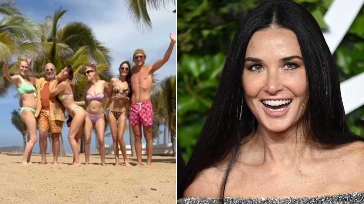 Demi Moore Radiates in Leopard Print Bikini in Beach Retreat Footage: WATCH 