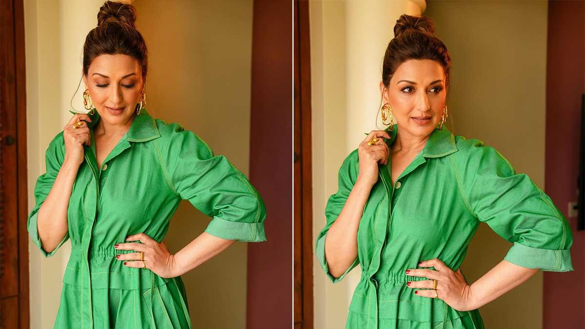 WATCH | Sonali Bendre Radiates Effortless Elegance in Green Ensemble and Edgy Accessories