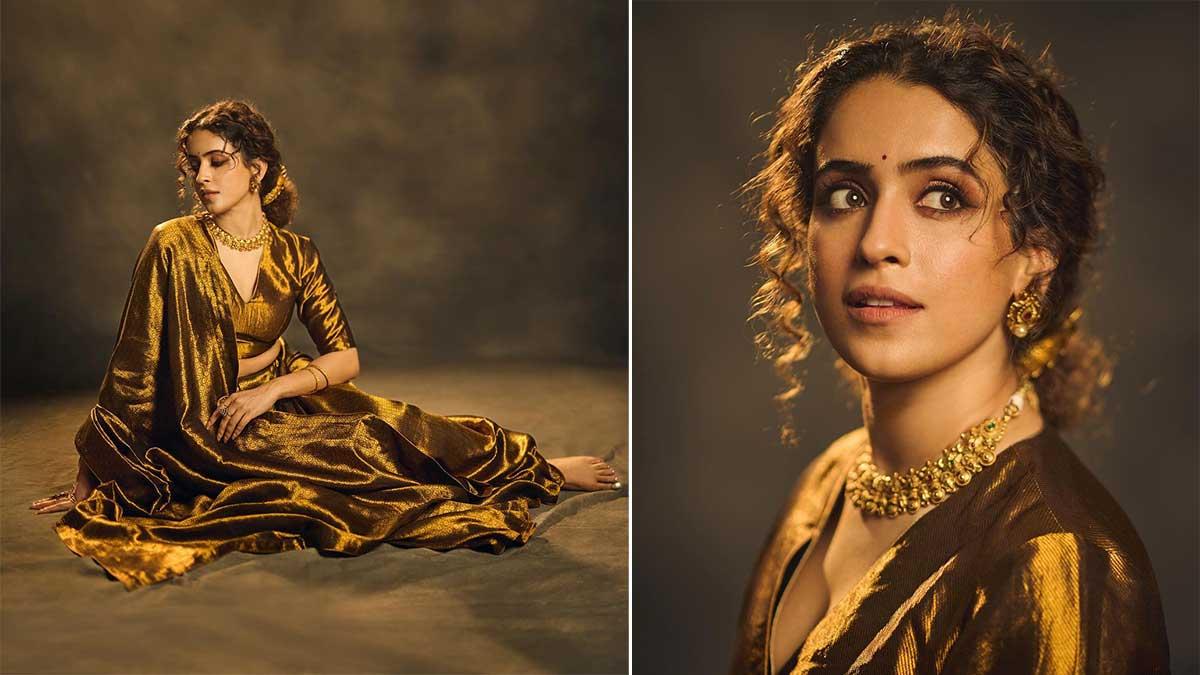 Sanya Malhotra's Golden Lehenga Glamour: A Blend of Elegance and Ethnic Charm
