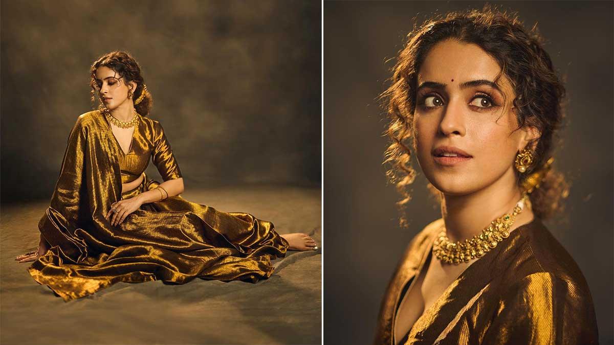 Sanya-Malhotra's-Golden-Lehenga-Glamour