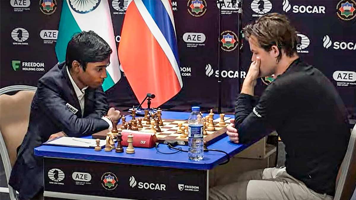 Praggnanandhaa Shocks Carlsen in Las Vegas, Shares Lead at Freestyle Chess Grand Slam