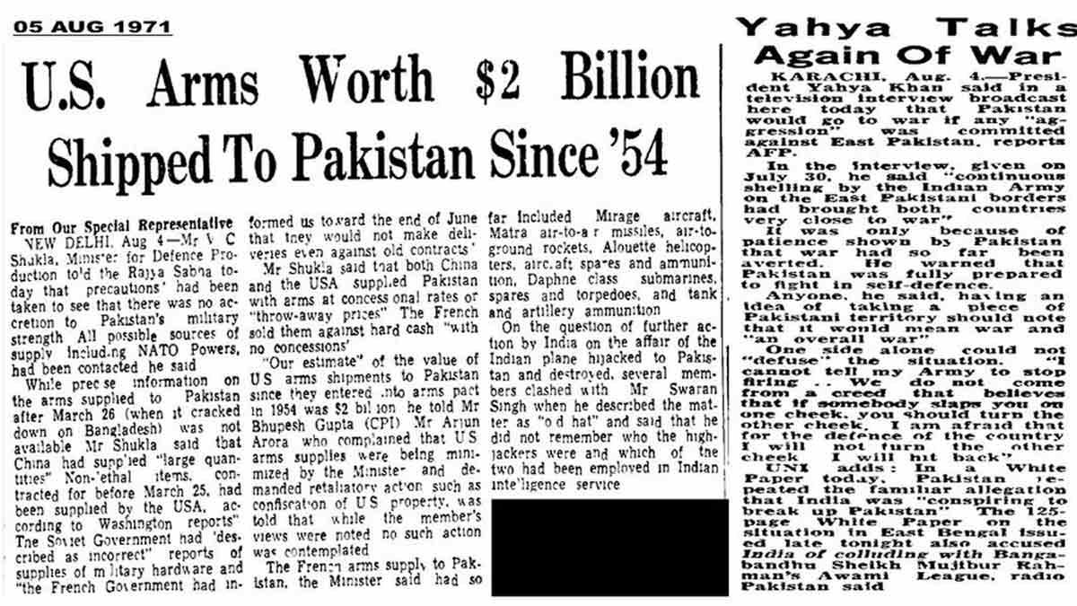 Indian Army Shares 1971 Newspaper Clipping in Subtle Dig at US Support to Pakistan