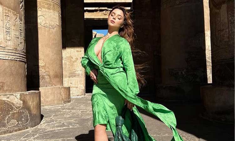 green emerald velvet dress DEMI DRESS LEAF ROSE MULTI – Aston Studio