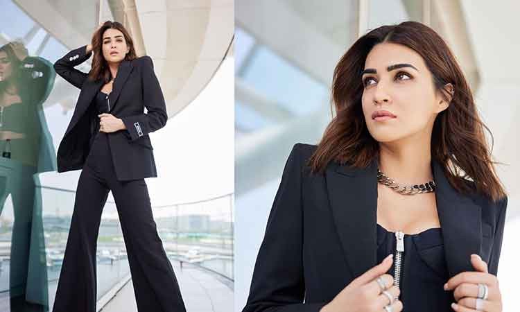 Black magic: Kriti Sanon oozes oomph in edgy leather biker dress with ...